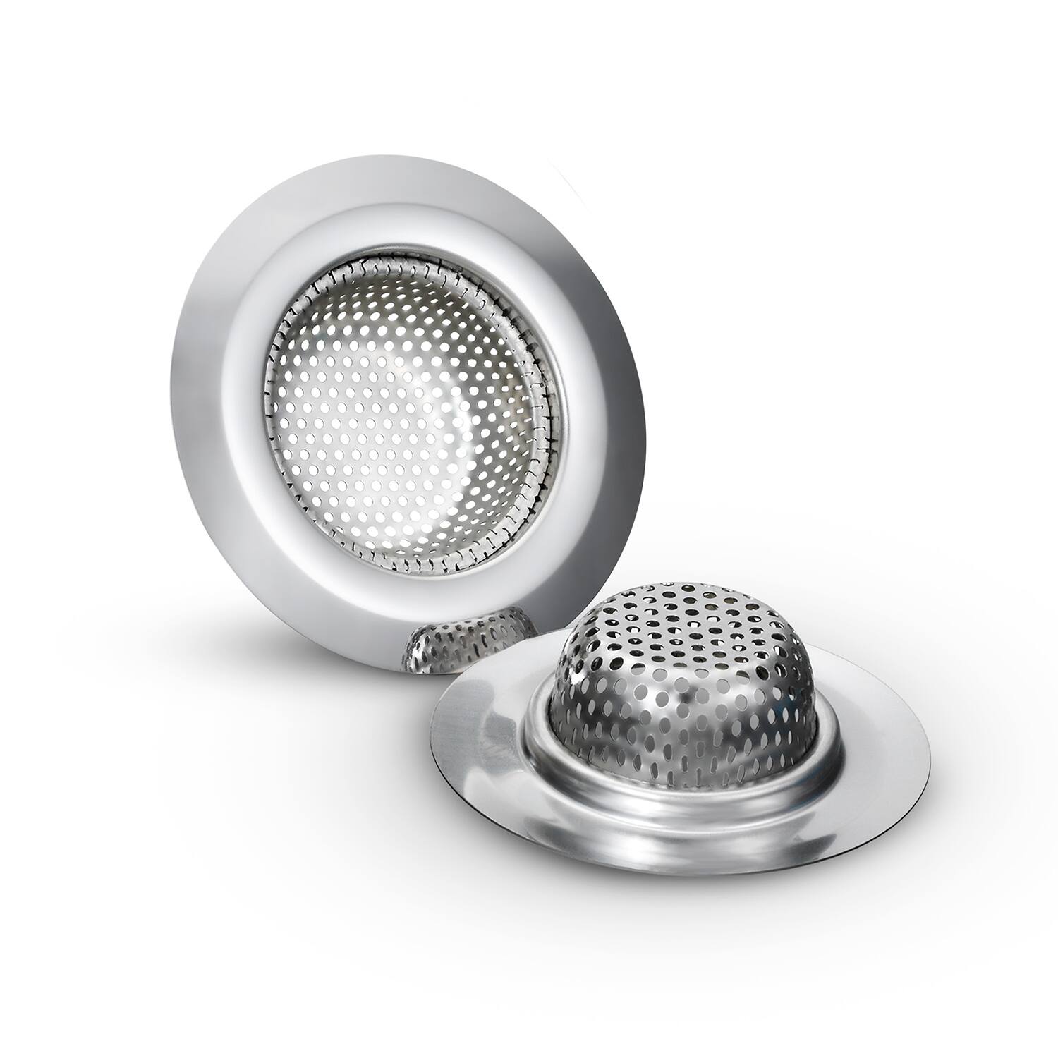 Back. Garnen - 2 Pcs Kitchen Sink Drain Strainer, Mesh Sink Strainer Basket, Camper Sink Food Catcher for Food Prep, Utility, 2.8" - Silver.