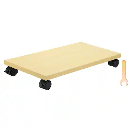 Front. Unique Bargains - 8x16in PC Stand, Computer Tower Stand Wood CPU Holder Under Desk Mobile Cart 4 Caster Wheel for Floor Carpet - Beige.