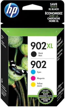 HP - 902XL/902 Multipack Cartridges, 4/Pack (T0A39AN#140) - Black|Cyan|Magenta|Yellow