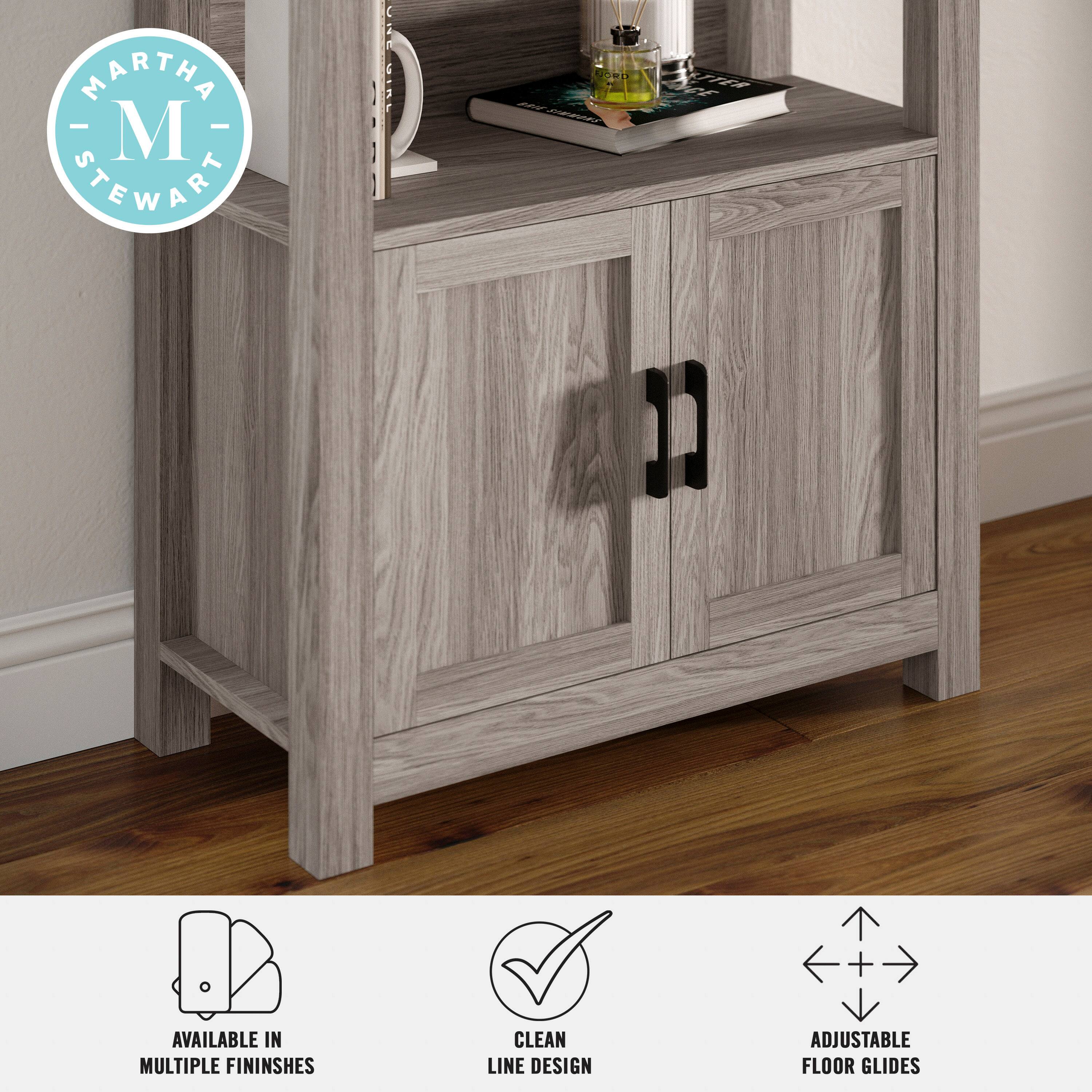 Martha Stewart is the brand behind this clean line design dresser. It is available in multiple finishes and features adjustable floor glides for added stability.