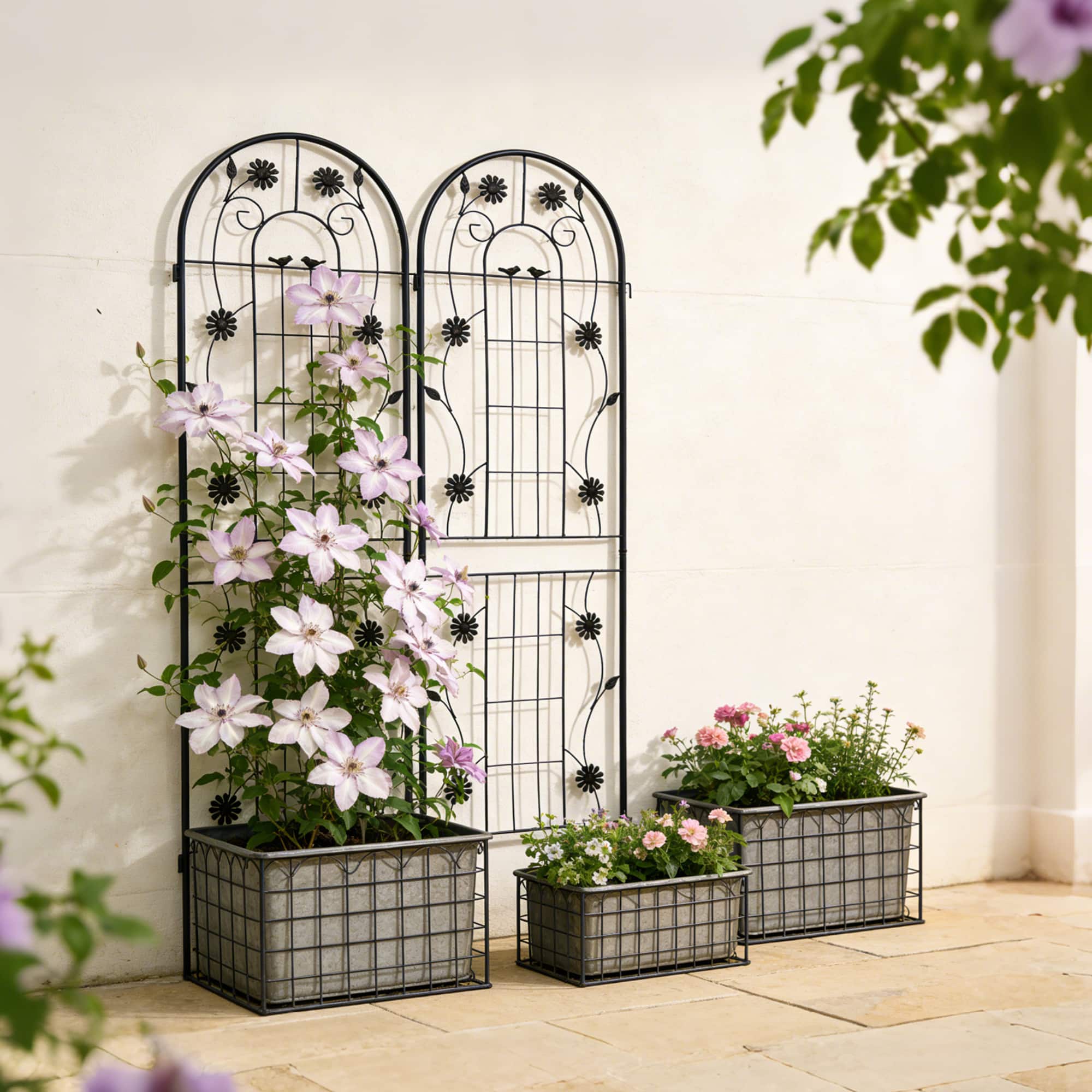 Loheer - Rustproof Metal Garden Trellis Set 5.9 ft x 1.64 ft - 2 Panels - Black price history on PriceWatchPro