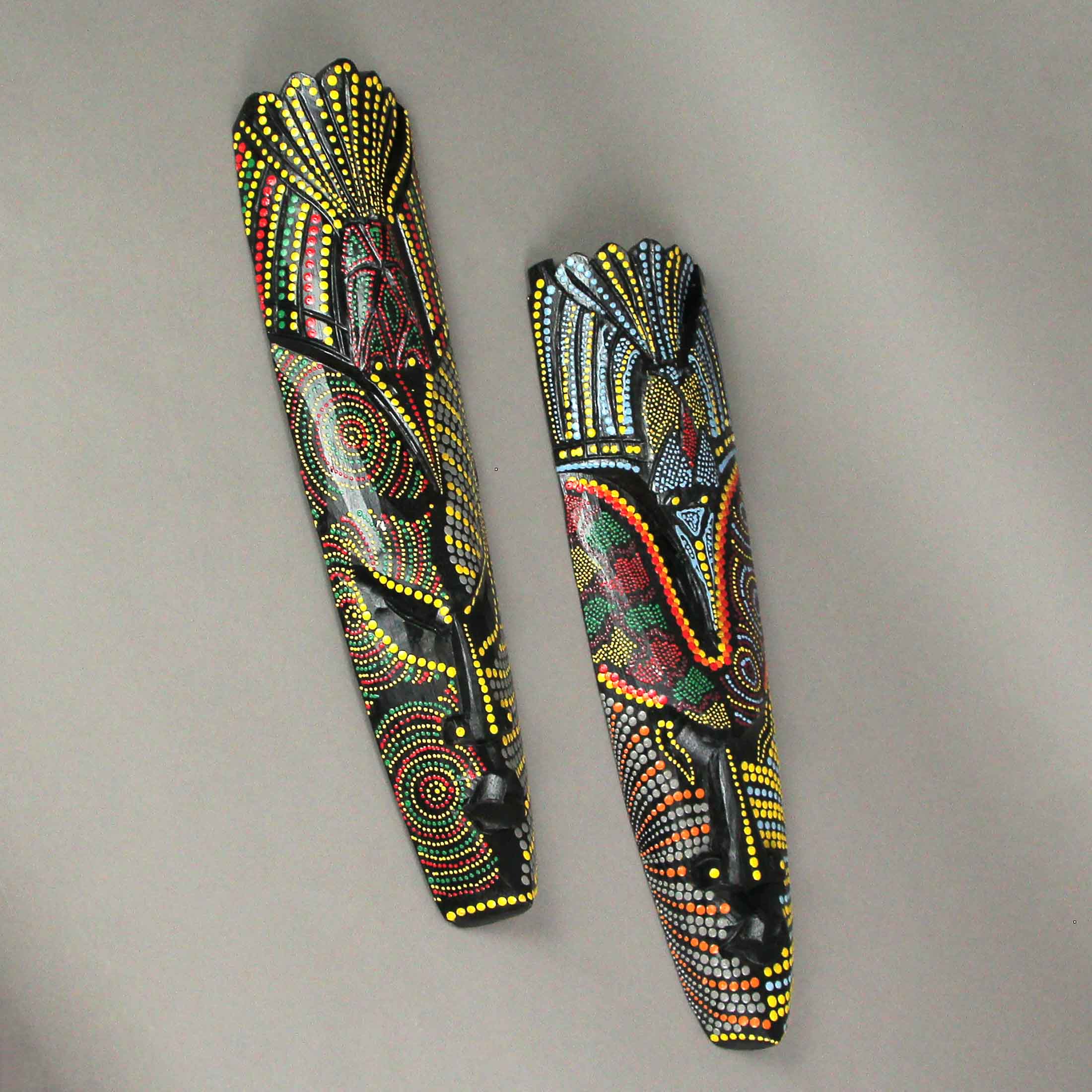 Alt View 4. Zeckos - Topang Burang Aborigine Mask Hand Crafted Wall Decor 20 Inch - Multicolored.