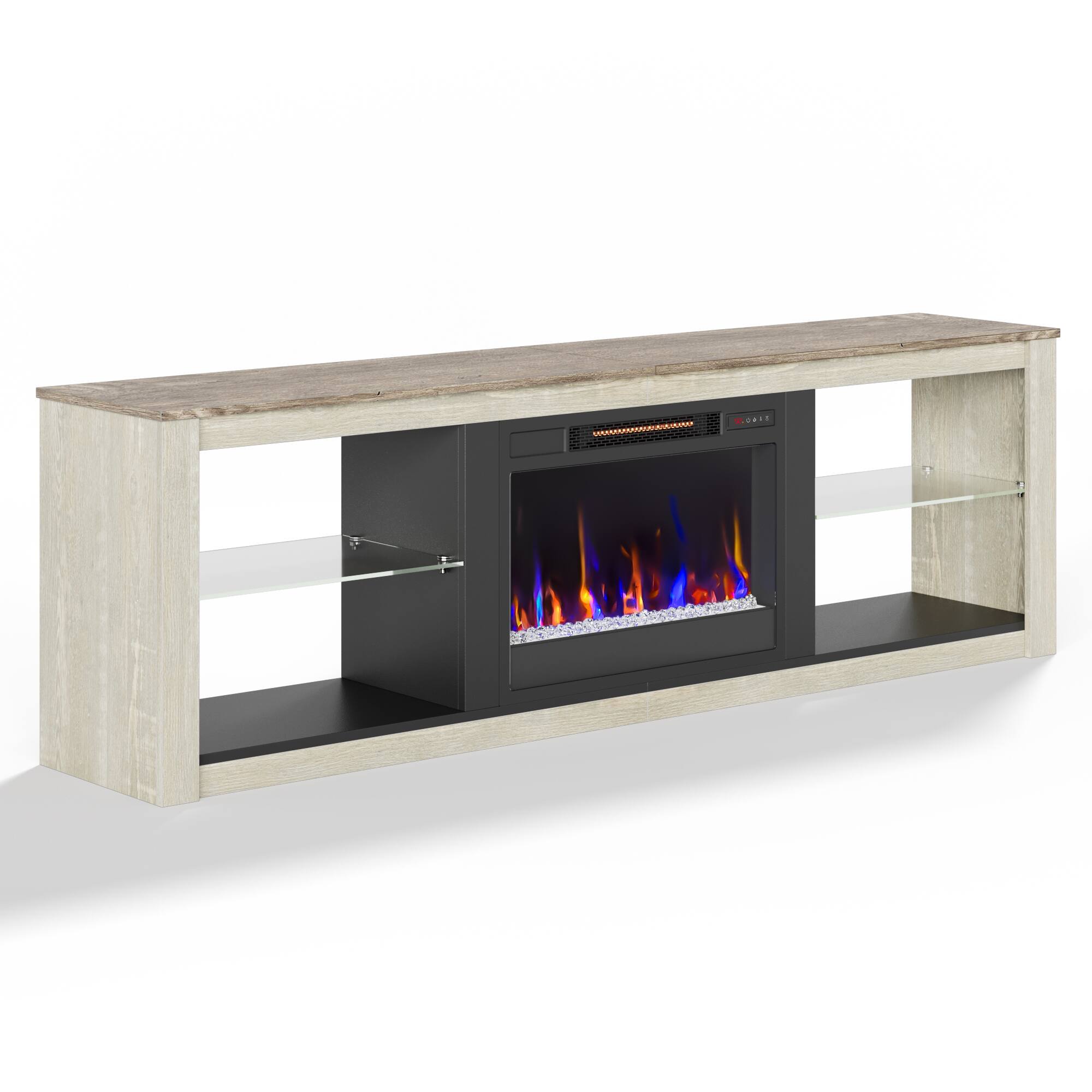 Alt View 4. Bestier - 70-inch Gaming TV Stand Fireplace Entertainment Center with RGB Lights - White.