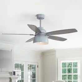 Sofucor - 52" Indoor Outdoor Ceiling Fans with Lights and Remote 6-Speed DC Motor Farmhouse Gazebo Fan for Porch Patios Pavilion - Grey with Metal Lampshade