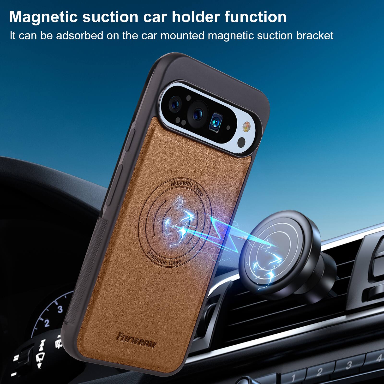 Magnetic suction car holder function  
It can be adsorbed on the car mounted magnetic suction bracket