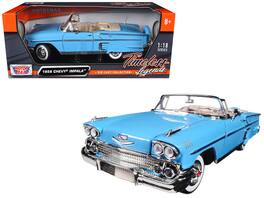 1958 Chevrolet Impala Convertible Light Blue "Timeless Classics" 1/18 Diecast Model Car by Motormax