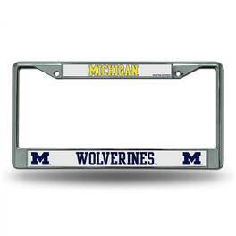 Rico Industries - Michigan-Wolverine's - Chrome Metal License Plate Frame - 12" x 6" Standard Size - Multi