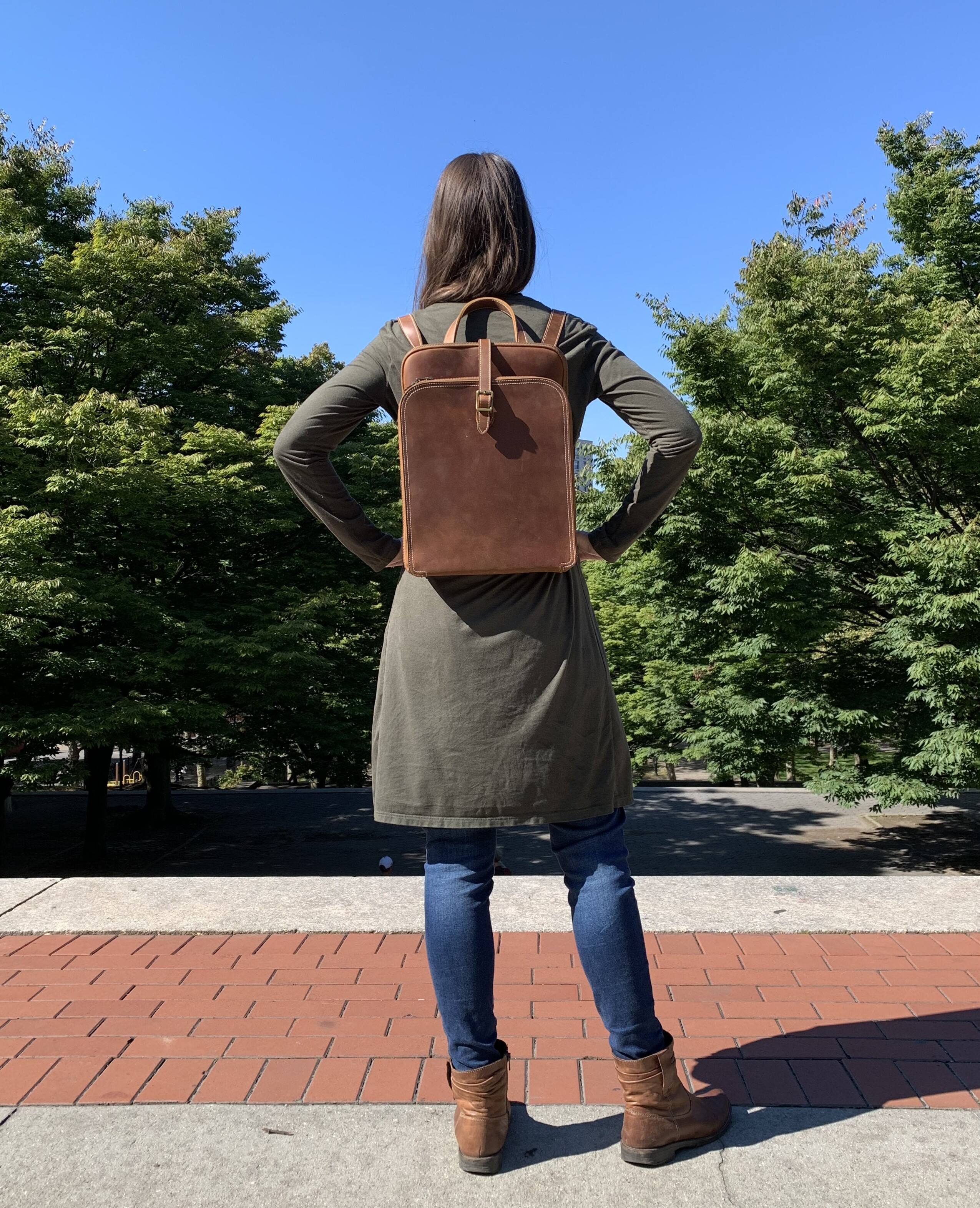 Alt View 5. Steel Horse Leather - Sachi Leather Backpack | Small Women's Leather Backpack - Brown.