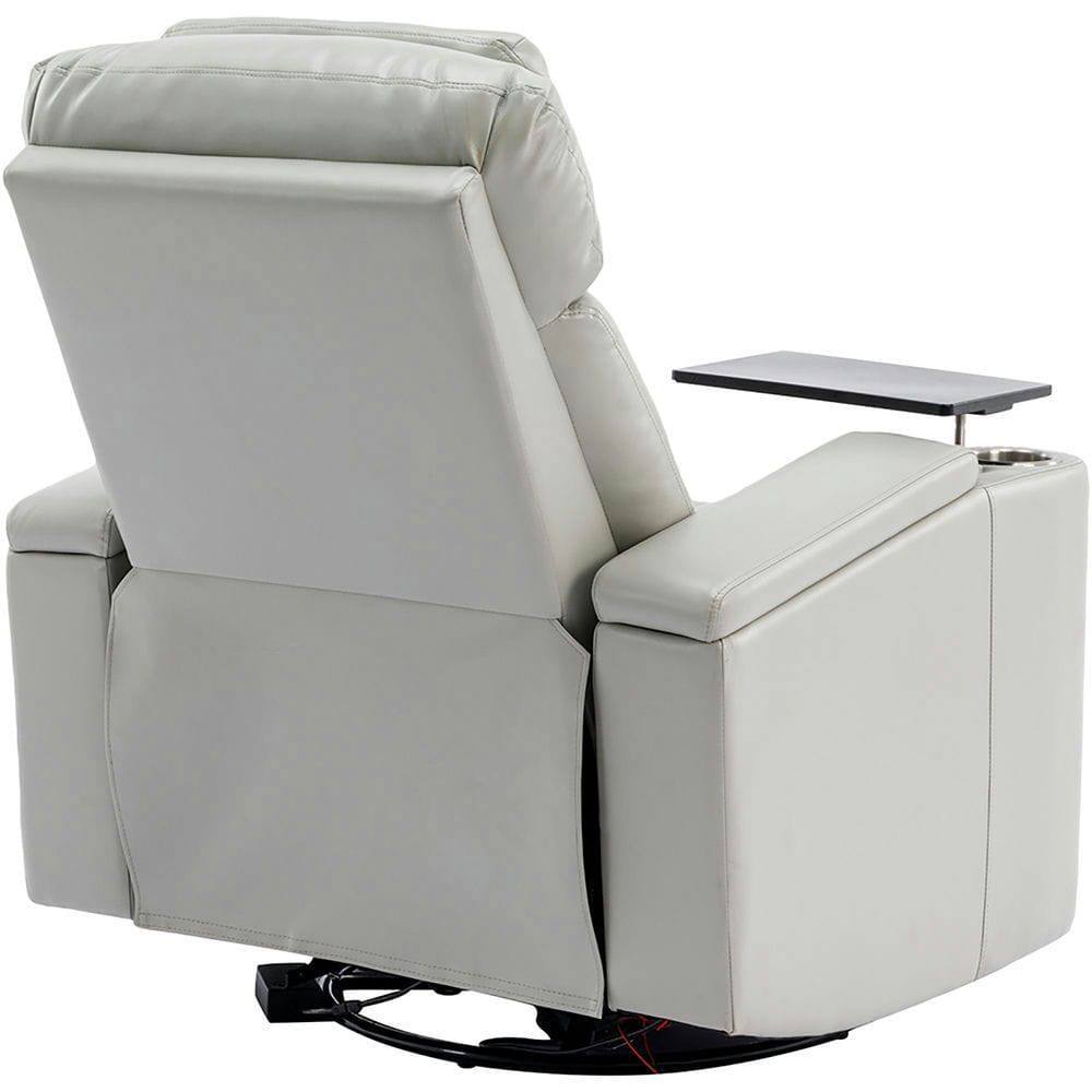 Alt View 9. Kadyn - 270° Power Swivel Home Theater Recliner with Arm Storage, LED Strip, Cup Holder, Tray Table & Phone Holder - Gray.