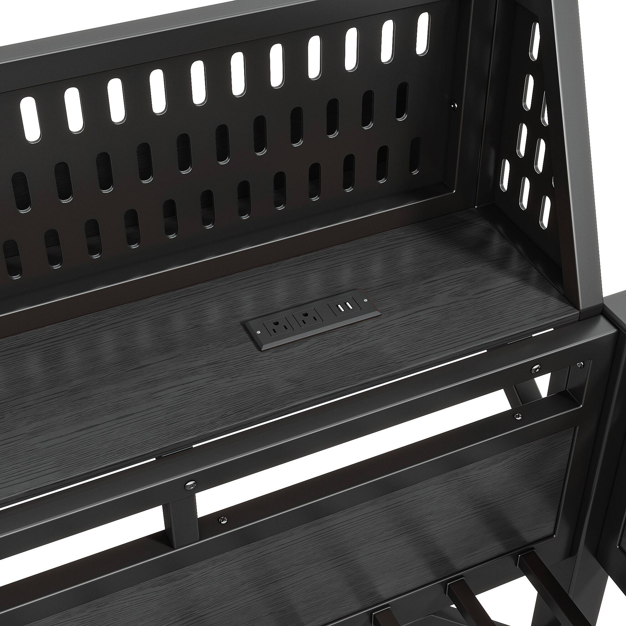 Alt View 7. Boyel Living - Full Size Loft Bed Frame with Storage Shelves and Pegboard Metal Loft Bed - Black.