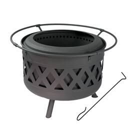 Sunnydaze - 30 in Crossweave Smokeless Wood-Burning Fire Pit with Poker - Black