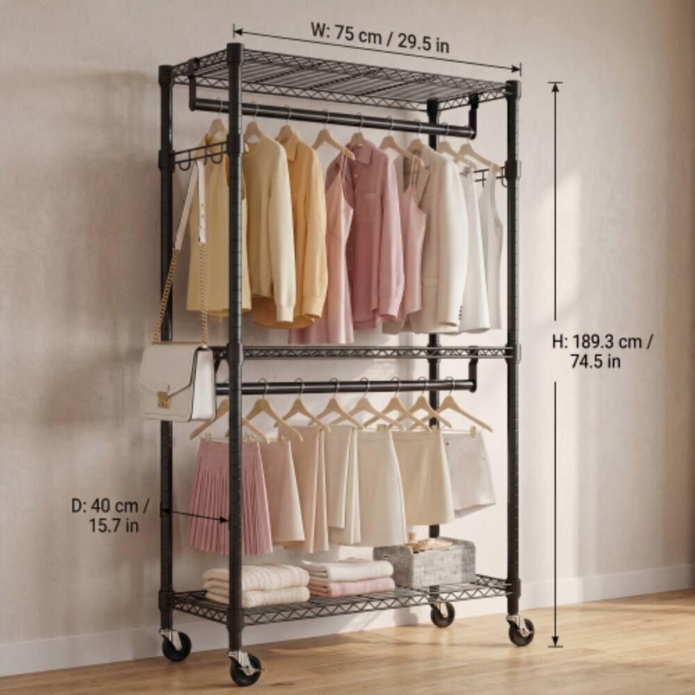 W: 75 cm / 29.5 in  
H: 189.3 cm / 74.5 in  
D: 40 cm / 15.7 in