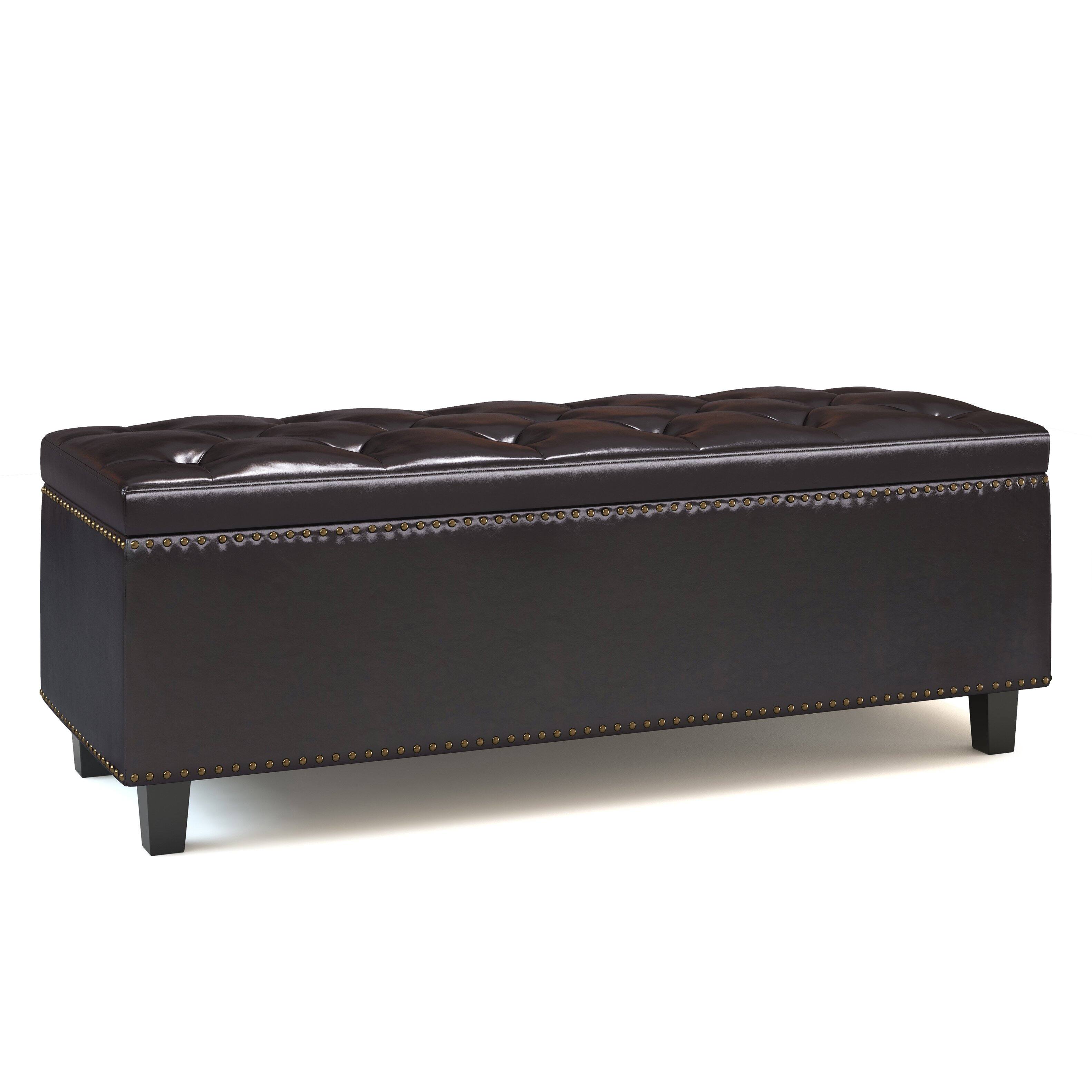 Front. Simpli Home - Heatherton Storage Ottoman - Tanners Brown.
