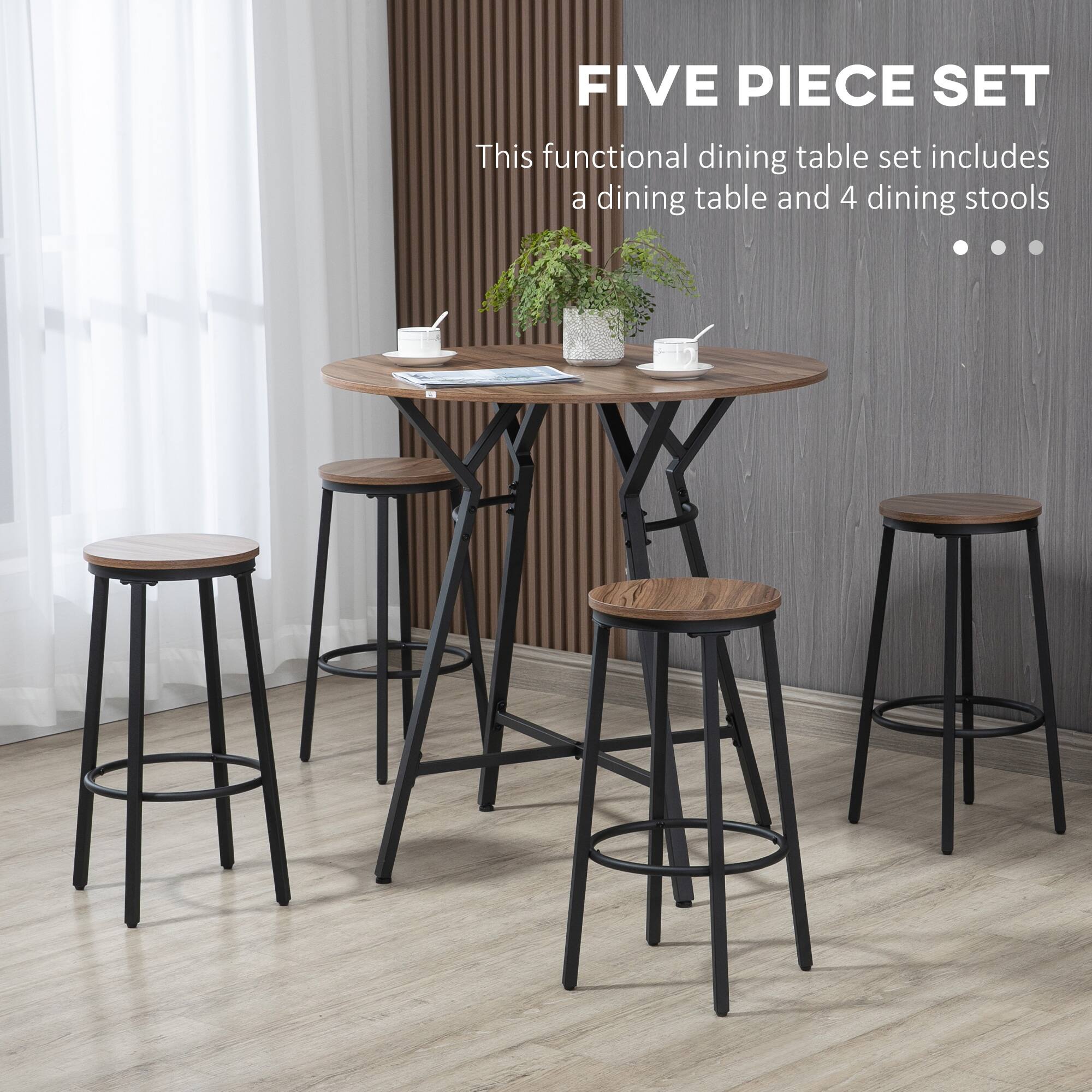 FIVE PIECE SET
This functional dining table set includes a dining table and 4 dining stools.