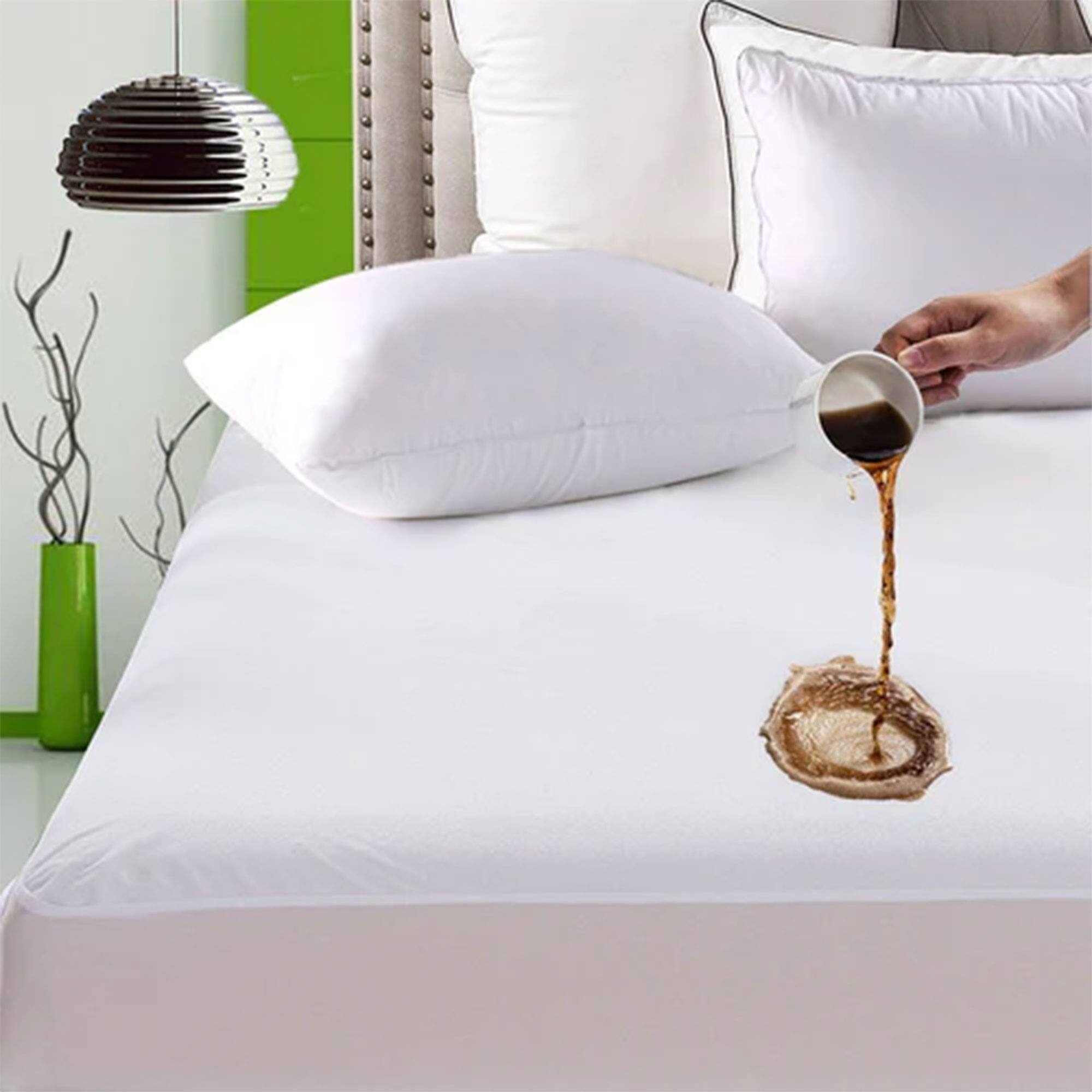 Alt View 3. Sleepgram - Sleepgram Breathable Sweat Proof Cotton Cover Mattress Protector, Queen, White - White.