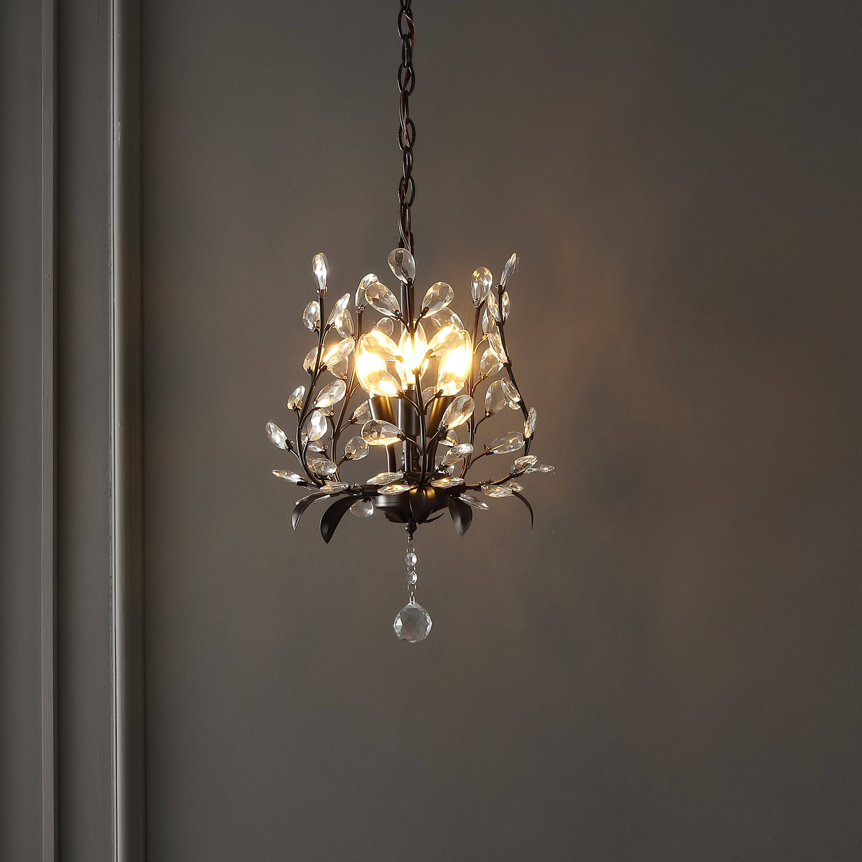 Alt View 1. Jonathan Y - Diantha 12" 3-Light Contemporary Bohemian Iron/Acrylic LED Pendant, Oil Rubbed Bronze/Clear - Oil Rubbed Bronze/Clear.