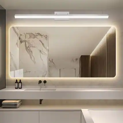 Front. HM 1810 - nch Modern Led Bathroom Lights Fixtures Dimmable w k Cool Makeup Vanity Lighting Brushed Nickel Light Adjus - 36in Cool White.