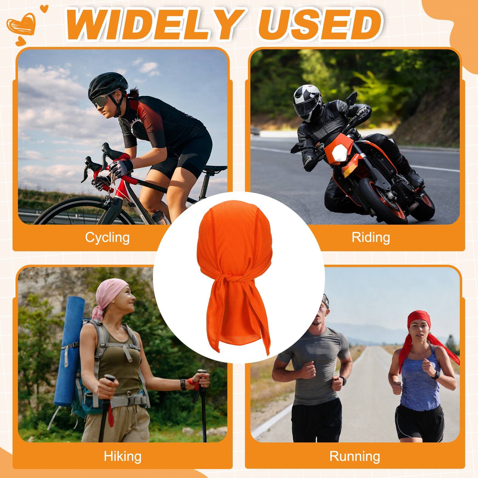WIDELY USED

Cycling  
Riding  
Hiking  
Running