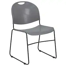 Emma + Oliver - Ultra-Compact School Stack Chair - Office Guest Chair/Student Chair - Gray Plastic/Black Frame