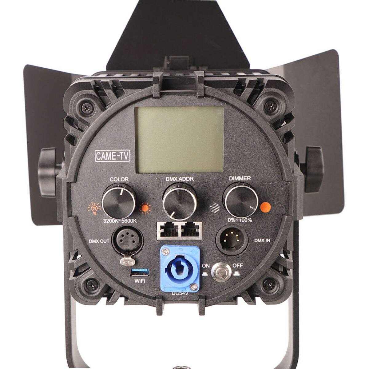 CAME-TV COLOR DMX ADDR DIMMER 3200K-5600K 0%-100% DMX OUT DMX IN H0 ON OFF WiFi D004V