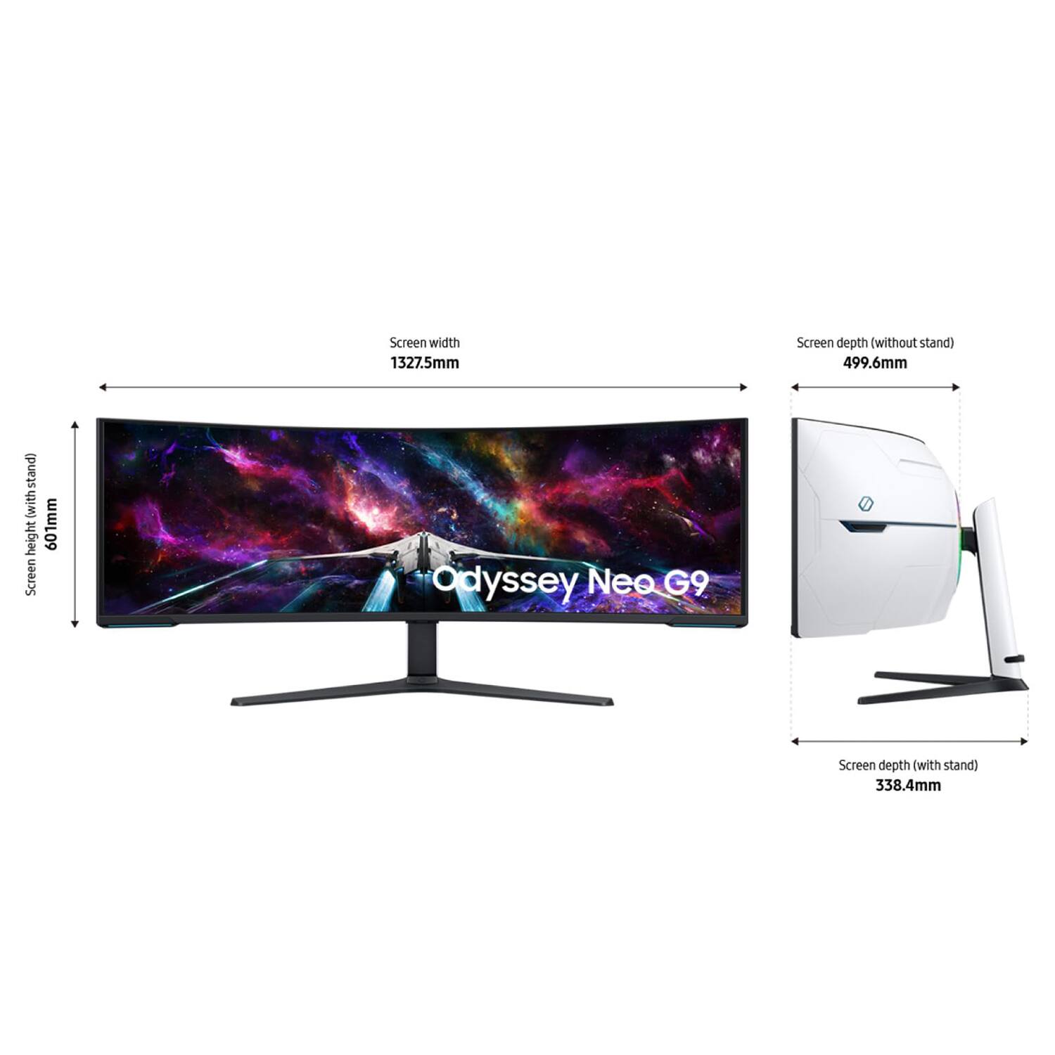 Screen width: 1327.5mm  
Screen depth (without stand): 499.6mm  
Screen height: 601mm  
Screen depth (with stand): 338.4mm