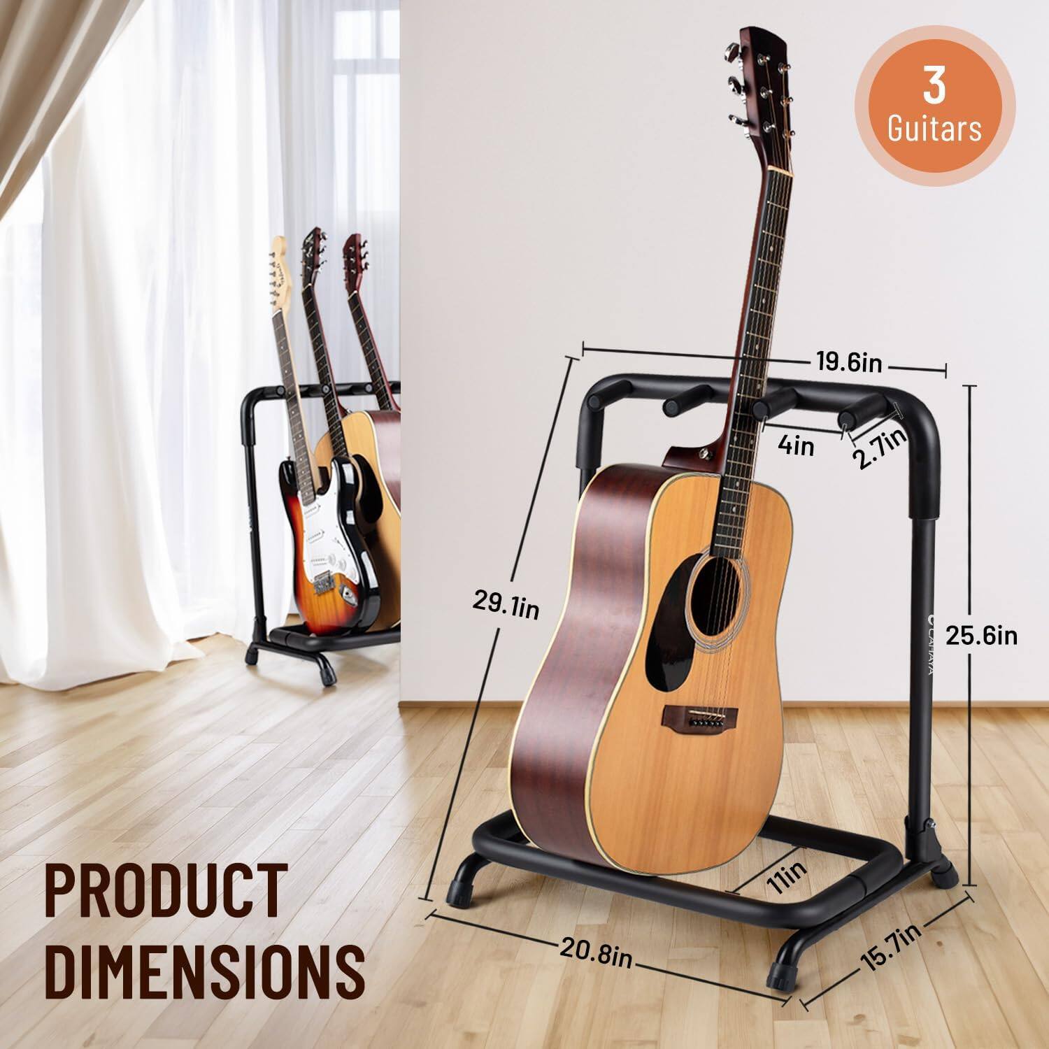 3 Guitars  
19.6in  
4in  
2.7in  
29.1in  
25.6in  

PRODUCT DIMENSIONS  
20.8in  
11in  
15.7in
