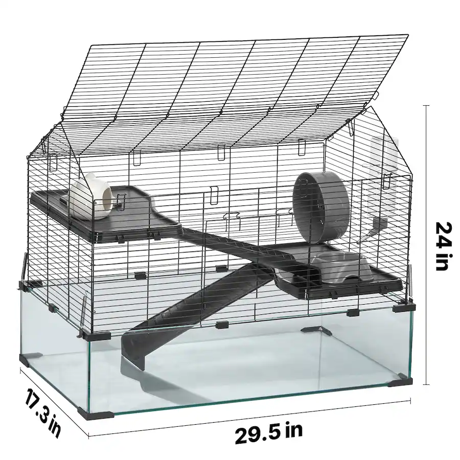 VEVOR Hamster Cage, 360° Viewing Transparent Hamster Habitats, Small ...