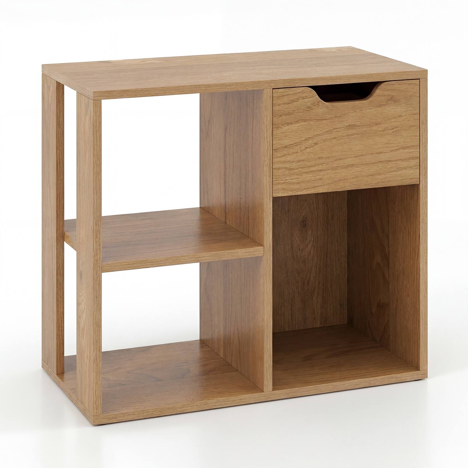 Alt View 9. Costway - Costway 1 PCS 3-Cube Bookshelf with Drawer, Freestanding Storage & Display Shelf for Living Room - Natural.