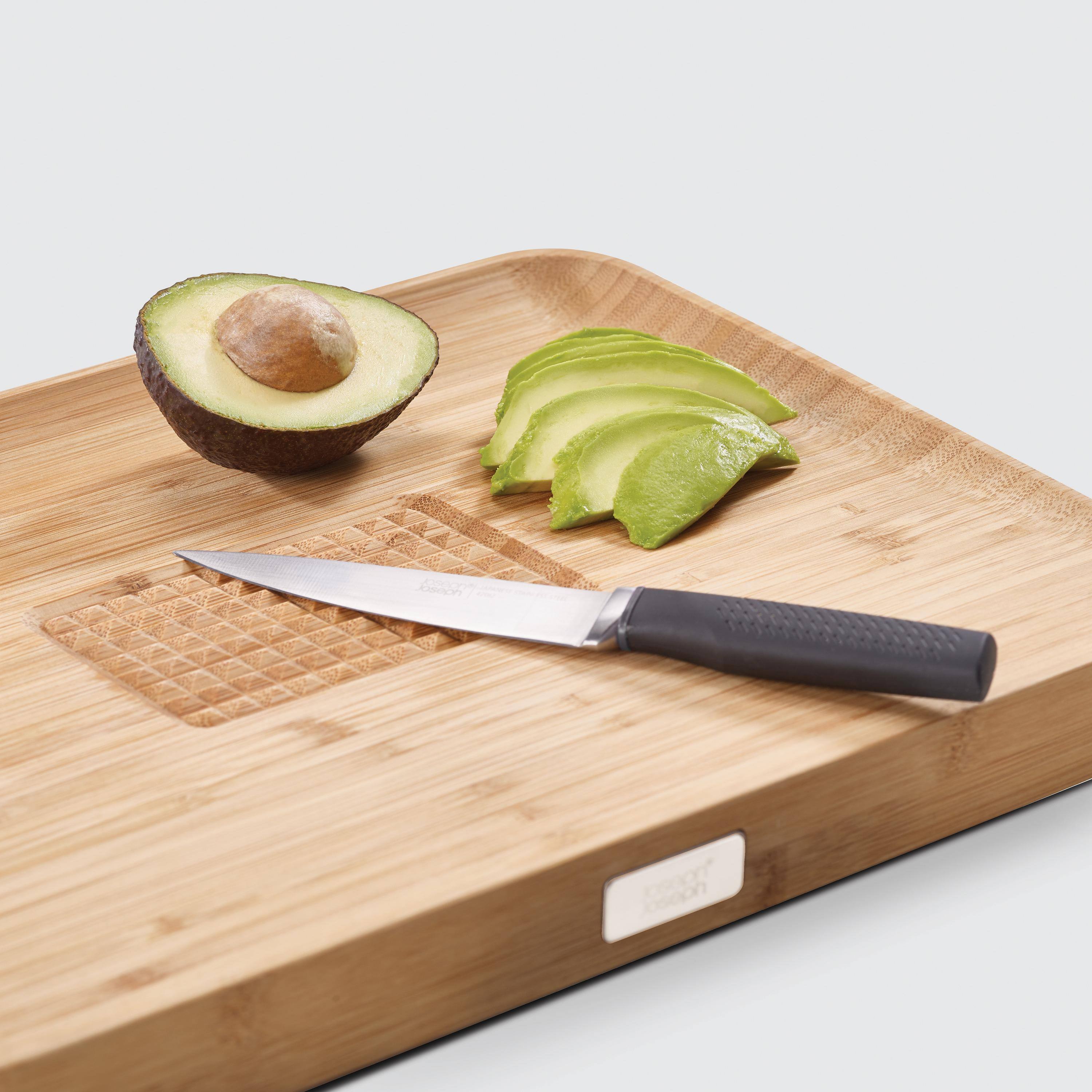 Alt View 3. Joseph Joseph - Cut&Carve Bamboo Cutting Board - Bamboo.