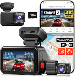 REDTIGER - RTVC70TL 4K+2.5K Dash Cam , Dual HDR Hyper Night Clarity, 5.8GHz WiFi , 24H Parking Monitor - Black