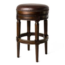 Maven Lane - 31" Pullman Backless Bar Stool In Finish With Vegan Leather - Dark Walnut