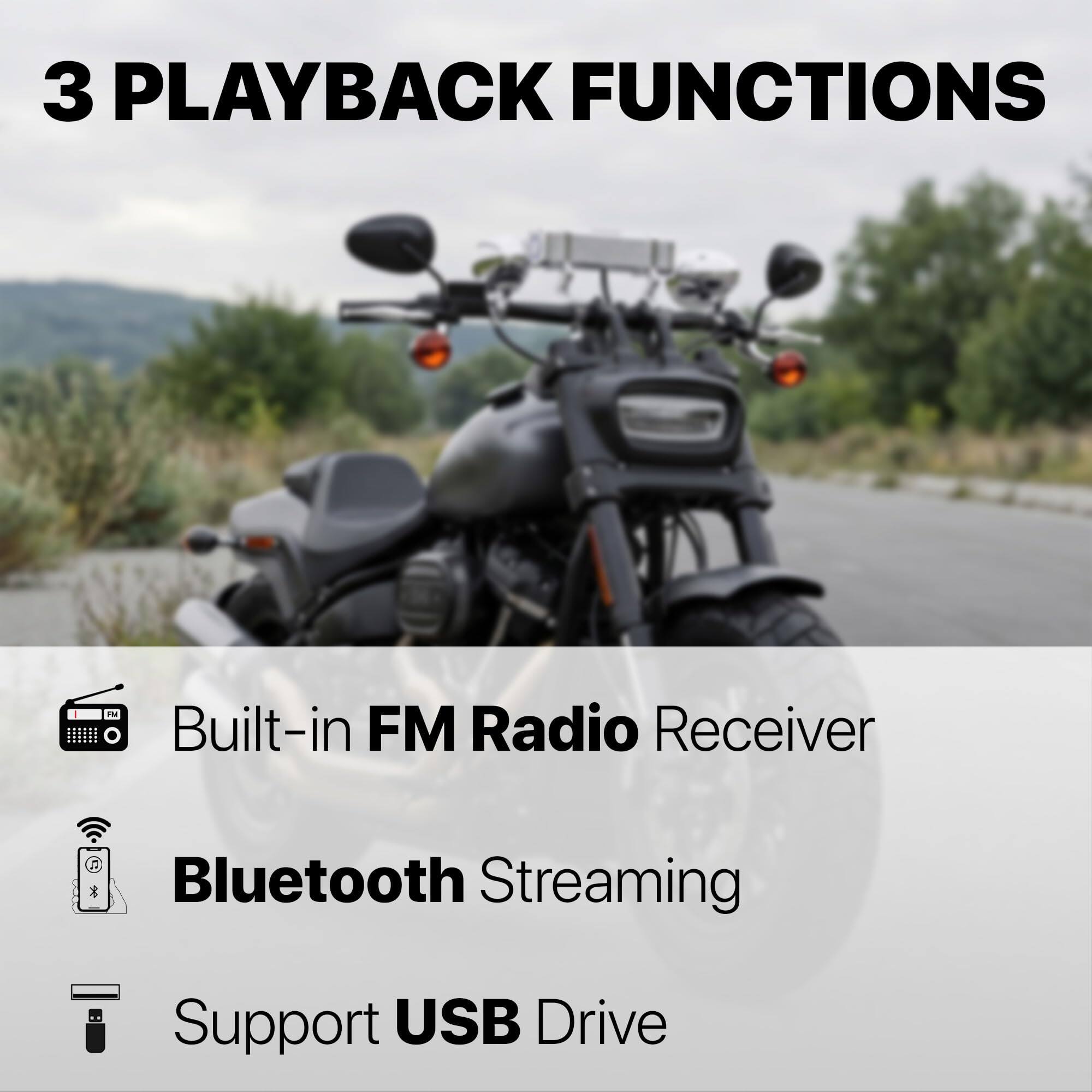 3 PLAYBACK FUNCTIONS

- Built-in FM Radio Receiver
- Bluetooth Streaming
- Support USB Drive