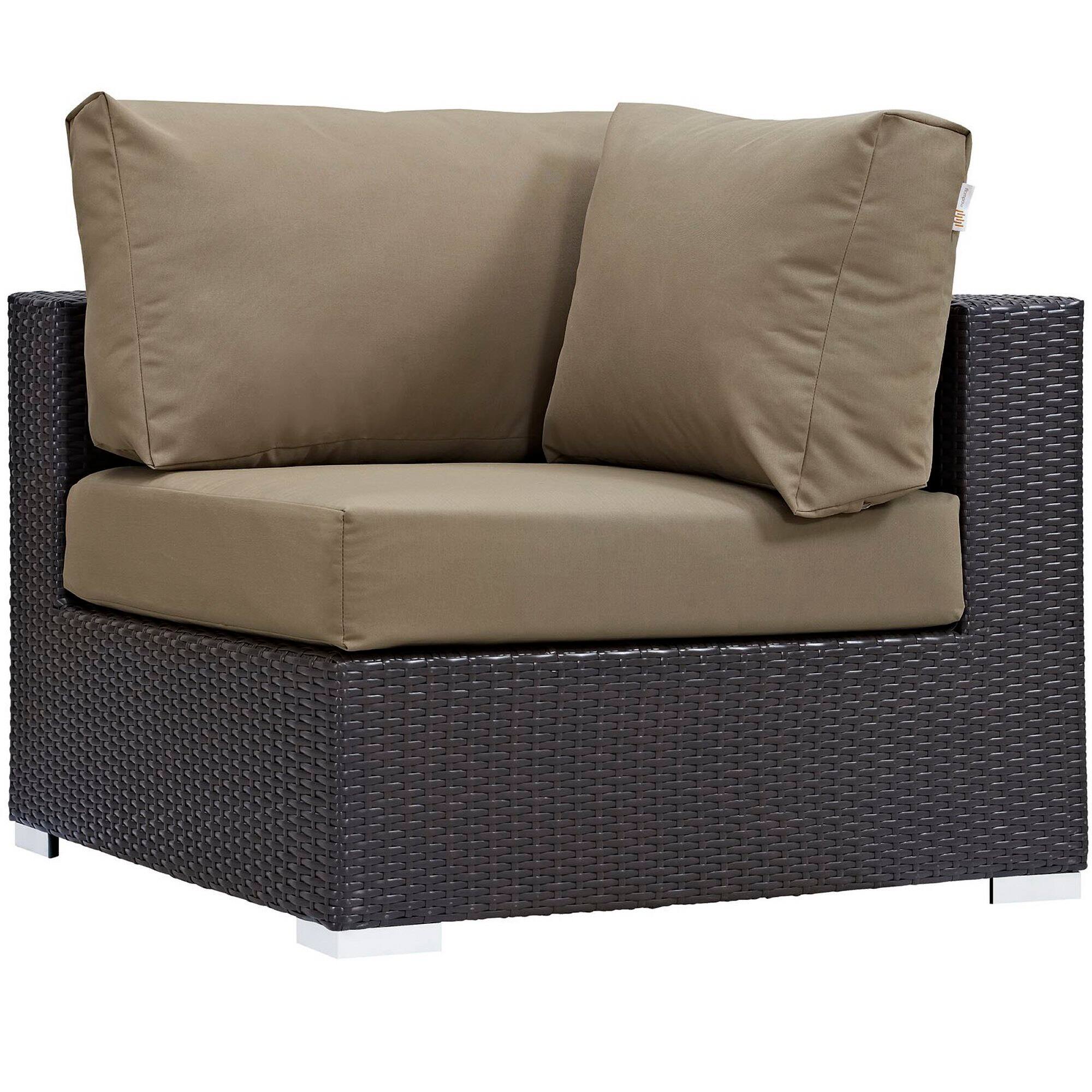 Back. Modway - Convene 5-Piece Outdoor Patio Sectional Set with Cushioned Seats and Armrests - Espresso Mocha.