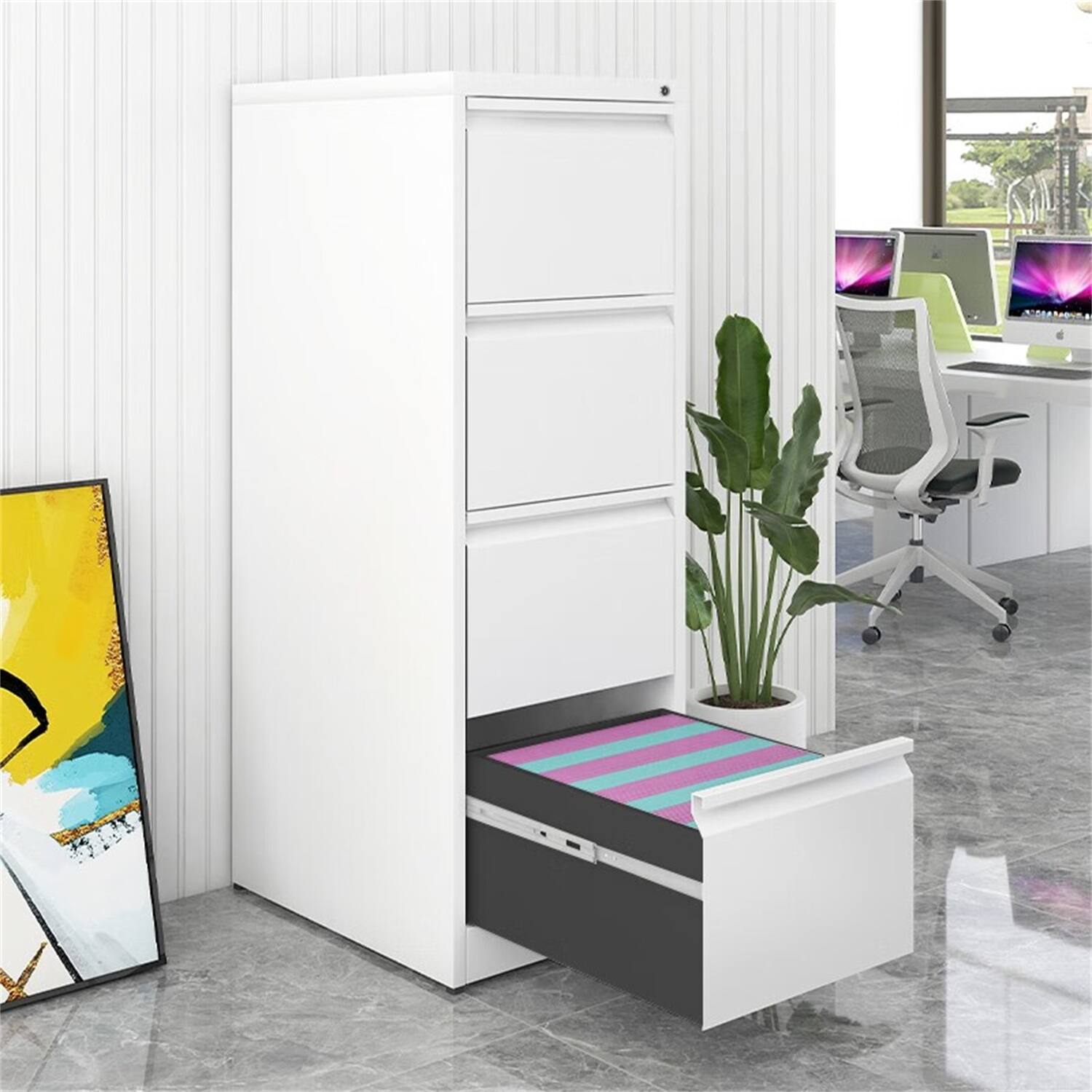 Alt View 1. APRILSOUL - 4 Drawer File Cabinet with Lock Metal Vertical File Storage Cabinet Assembly Required - White.