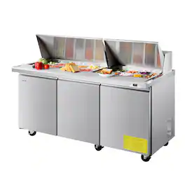 VEVOR - 72"W Commercial Refrigerator, 18.7 Cu. Ft Sandwich Prep Refrigerated Table, Mega Top Food Prep Fridge with 30 Pans - Silver
