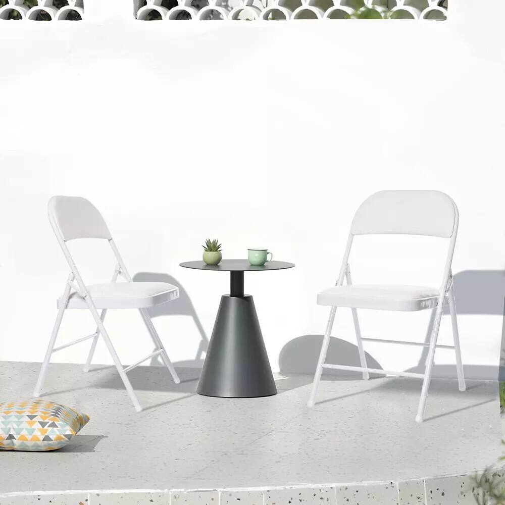 Alt View 4. Essen Blissed - 8 Pack Folding Chairs with Padded Seats for Events Home Office, Pu Leather Folding Chair White - White.