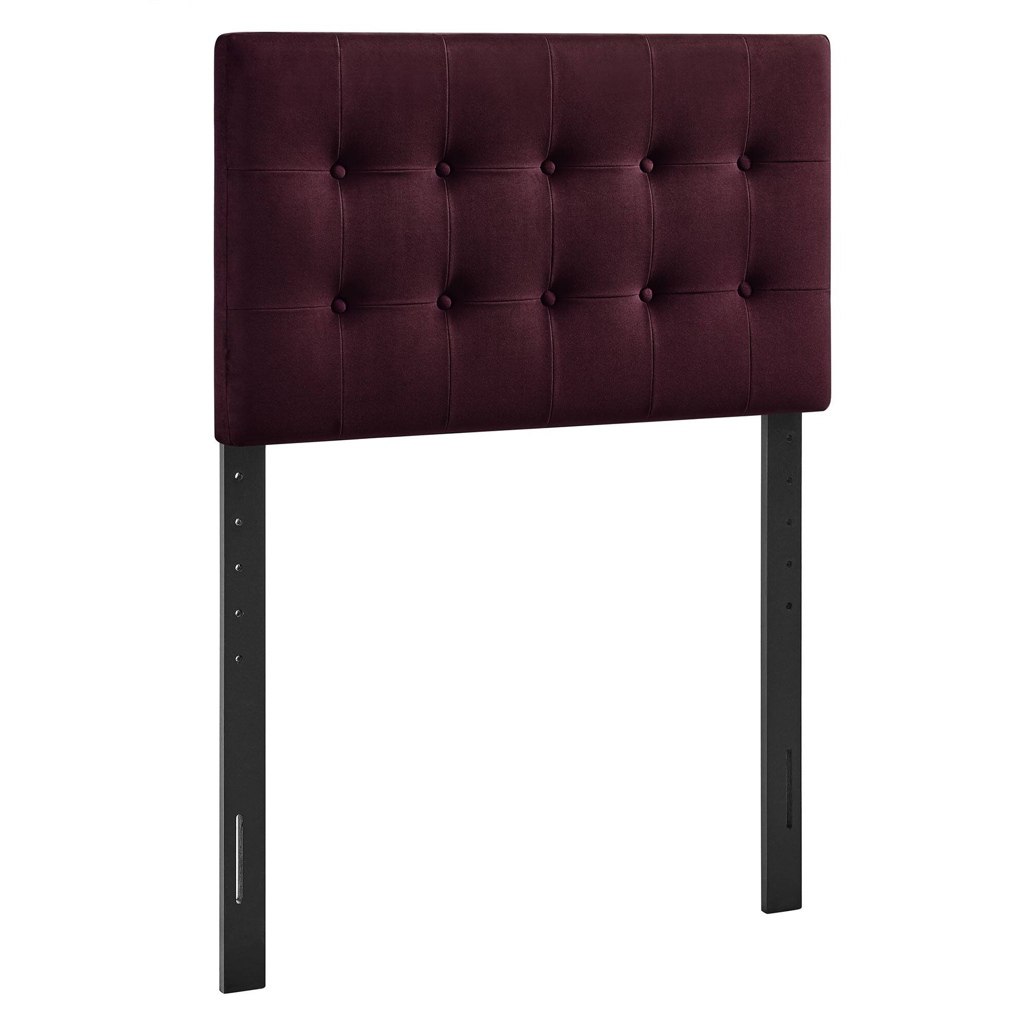Angle. Modway - Emily Stain-Resistant Performance Velvet Twin Size Headboard - Mulberry.