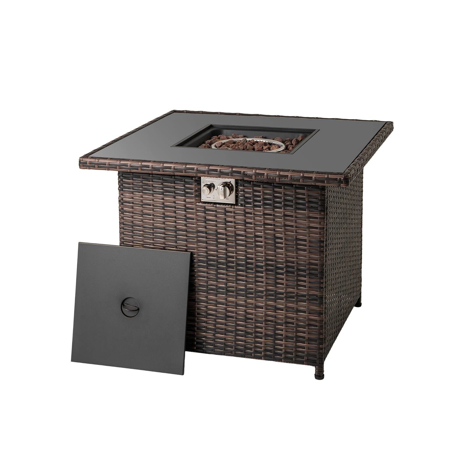 Alt View 5. Gymax - Gymax 32.5'' Propane Fire Pit Table Outdoor Wicker Gas Firepit w/Stainless Steel Burner Brown - Mix Brown.
