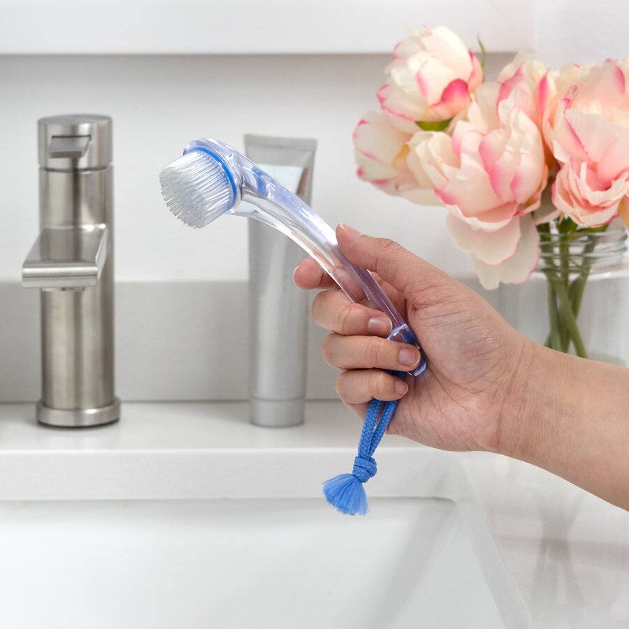 Left. Zadro - Exfoliating Facial Brush with Silicone Bristles - Clear.