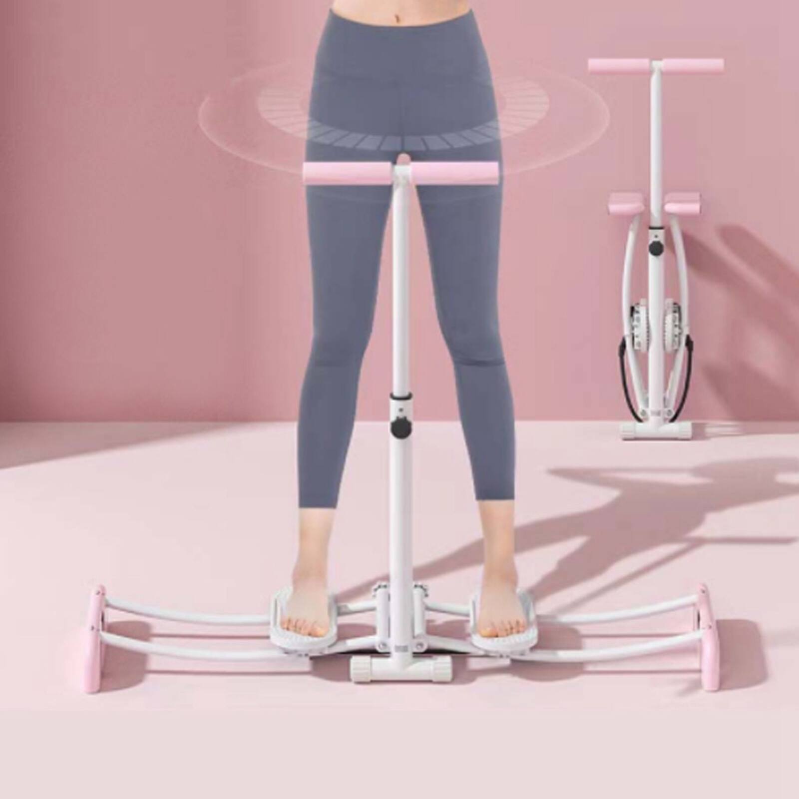 Back. Topteng - Ski Exercise Machine for Leg&Pelvic Training -Adjustable Height, Foldable Home Gym Equipment for Thighs, Hips, Full Body - Pink.