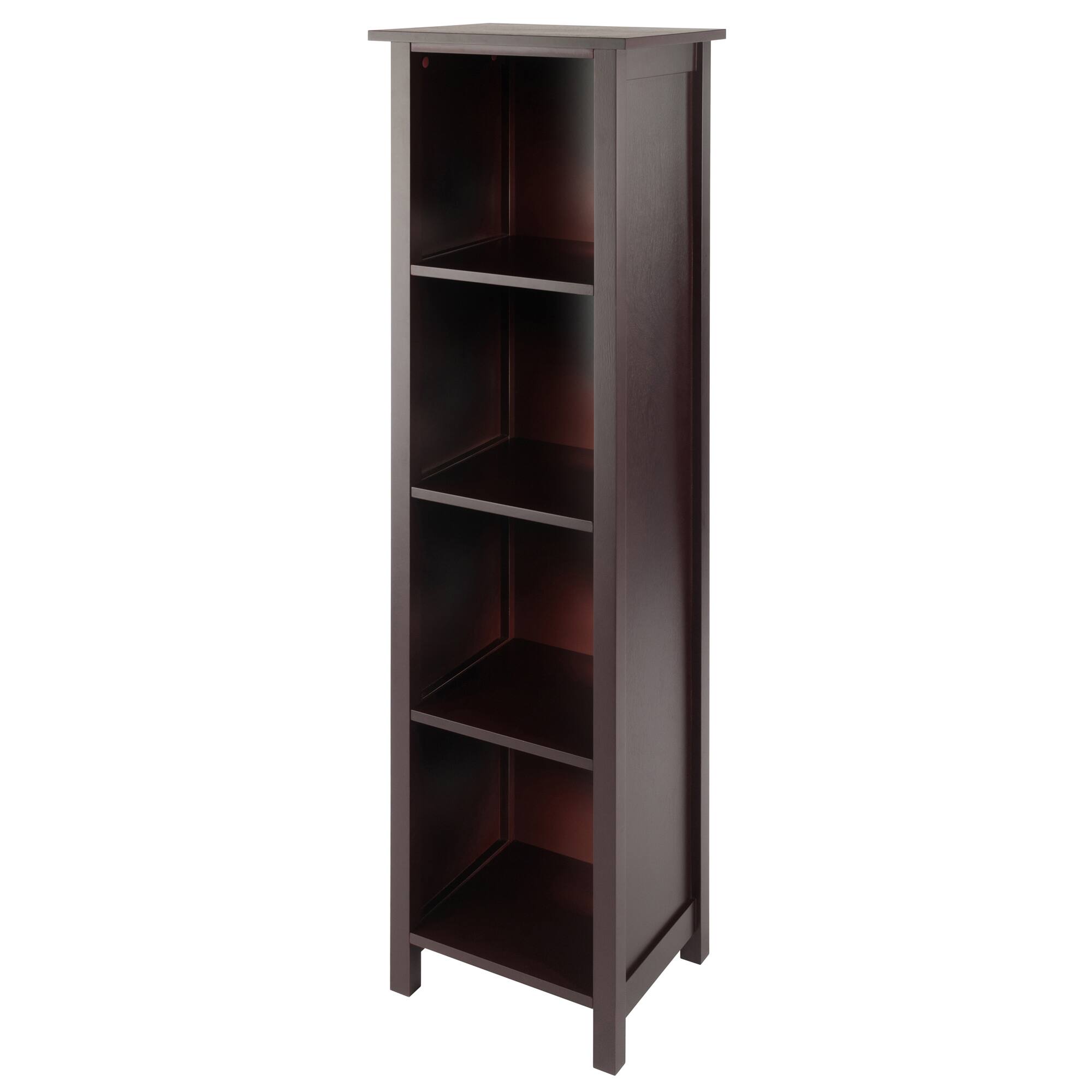 Front. Winsome Wood - Milan Narrow 4-Section Storage Shelf - Walnut.