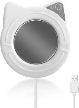 Schertz - Coffee Mug Warmer – 131°F Constant Temp, Auto Shut-Off, Black Plate - White