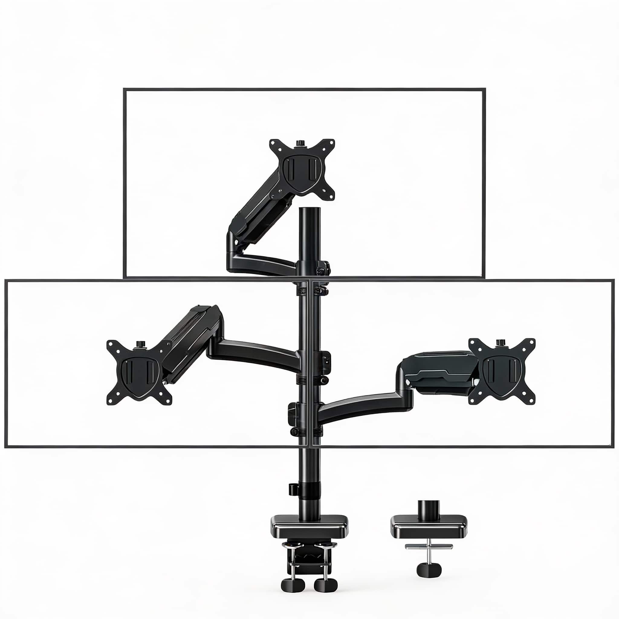 Frangdom - Triple Monitor Mount 32" 19.8lbs Gas Spring Arm VESA 75/100 - Black