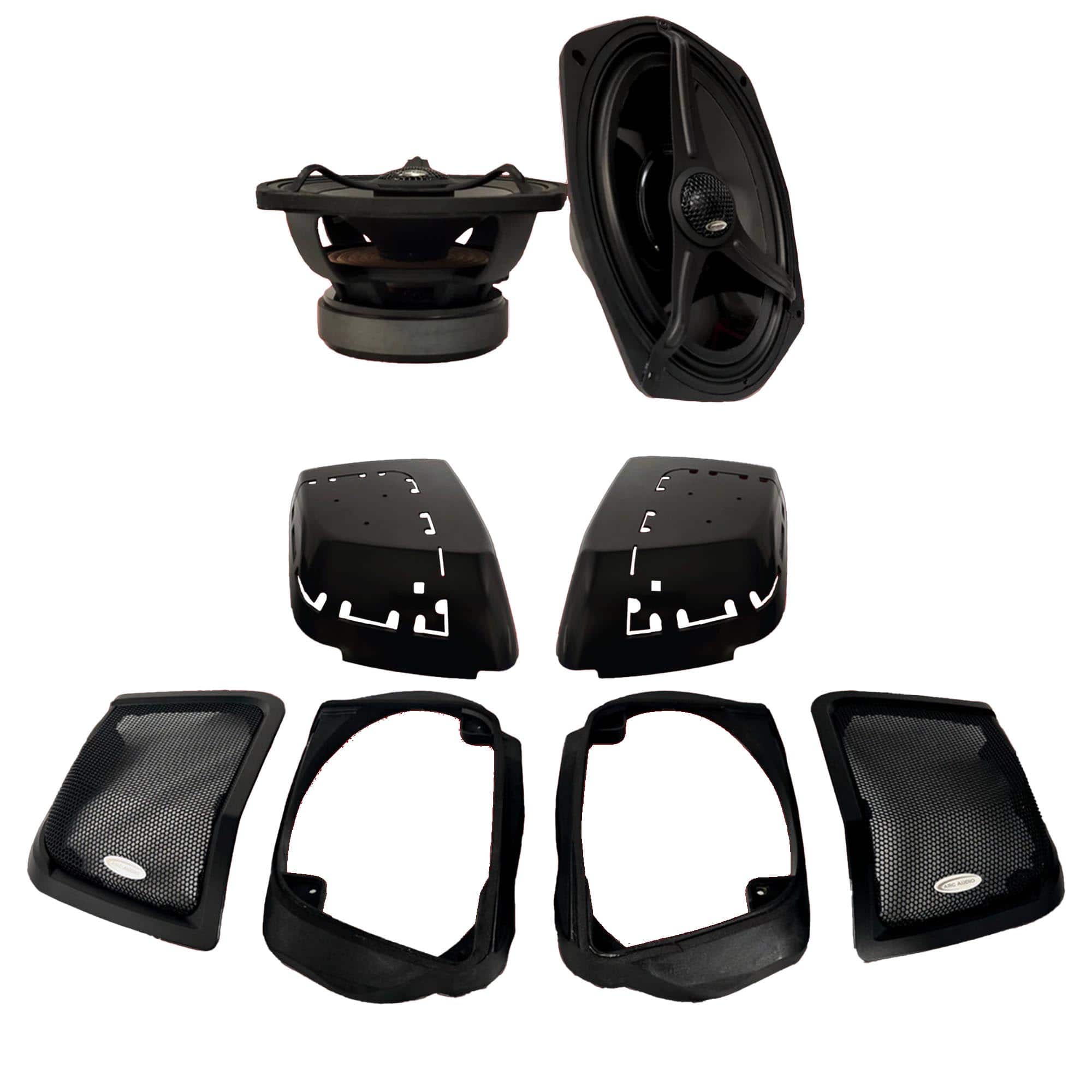ARC Audio - HD-CUTKIT-14-23 Bag 6x9 Speaker Cut in Kit for 2014-2023 Rushmore model HD baggers - Black/Gray