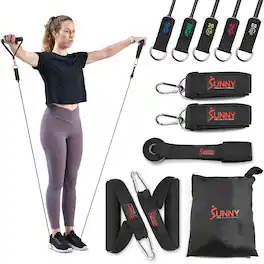 Sunny Health & Fitness - Resistance Tube Set - 10-50 lbs - Black