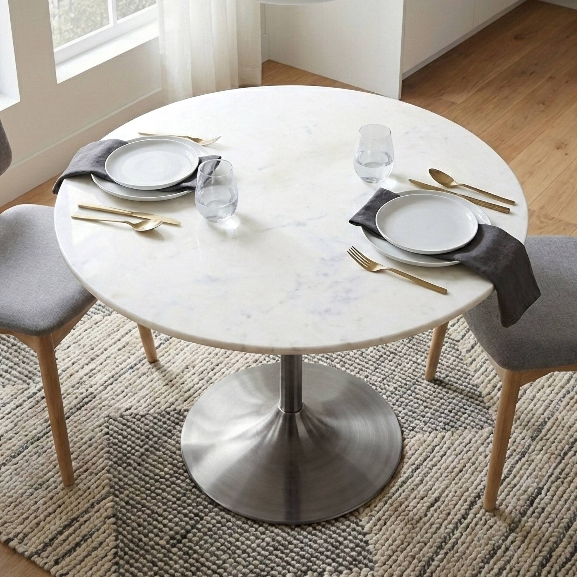 Front. Simpli Home - Osborne Dining Table - White / Antique Silver.