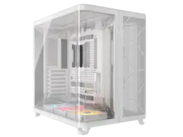 CORSAIR - AIR 5400 RS-R ARGB Triple Chamber Mid-Tower Case - White, 3x Pre-Installed ARGB Fans, BTF Design - White