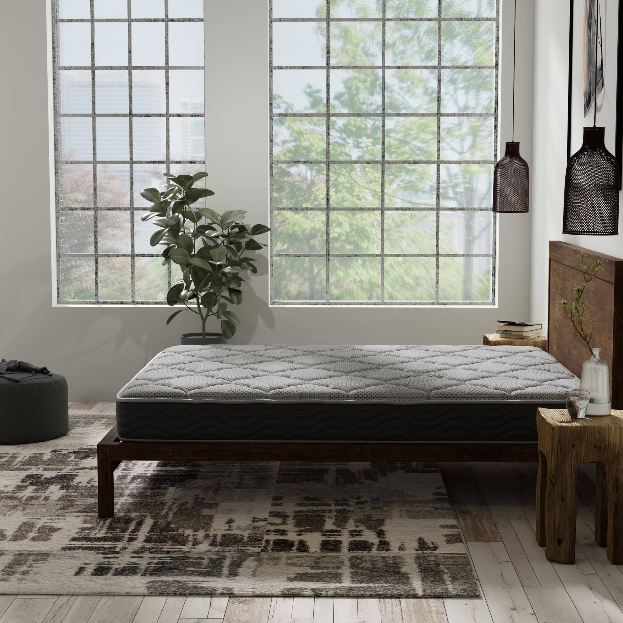 Alt View 2. Glintex - 8" Firm Hybrid Twin Mattress with Cooling Gel Foam, Pocketed Coil Support, CertiPUR-US Certified - Black+ Gray.