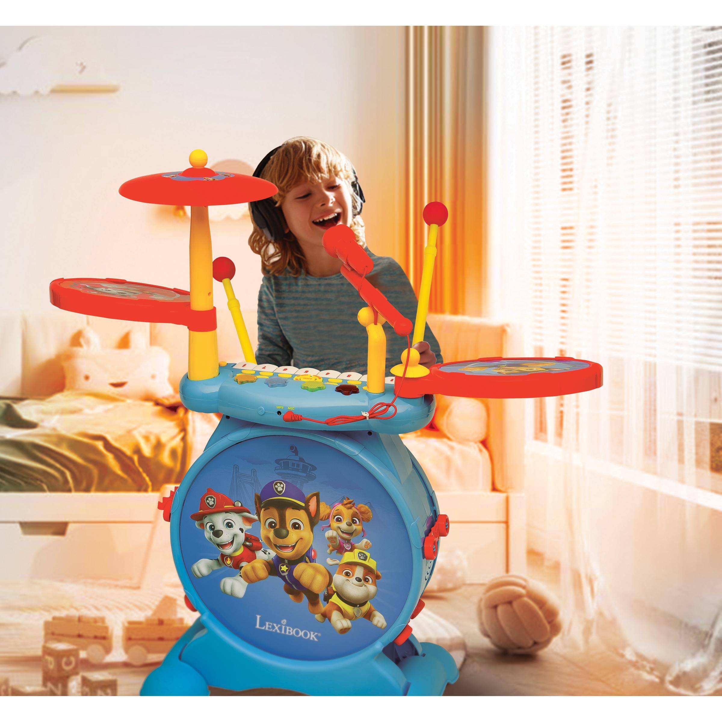 Alt View 4. Lexibook - Paw Patrol My Rock Band Electronic Luminous Drums Set with Seat.