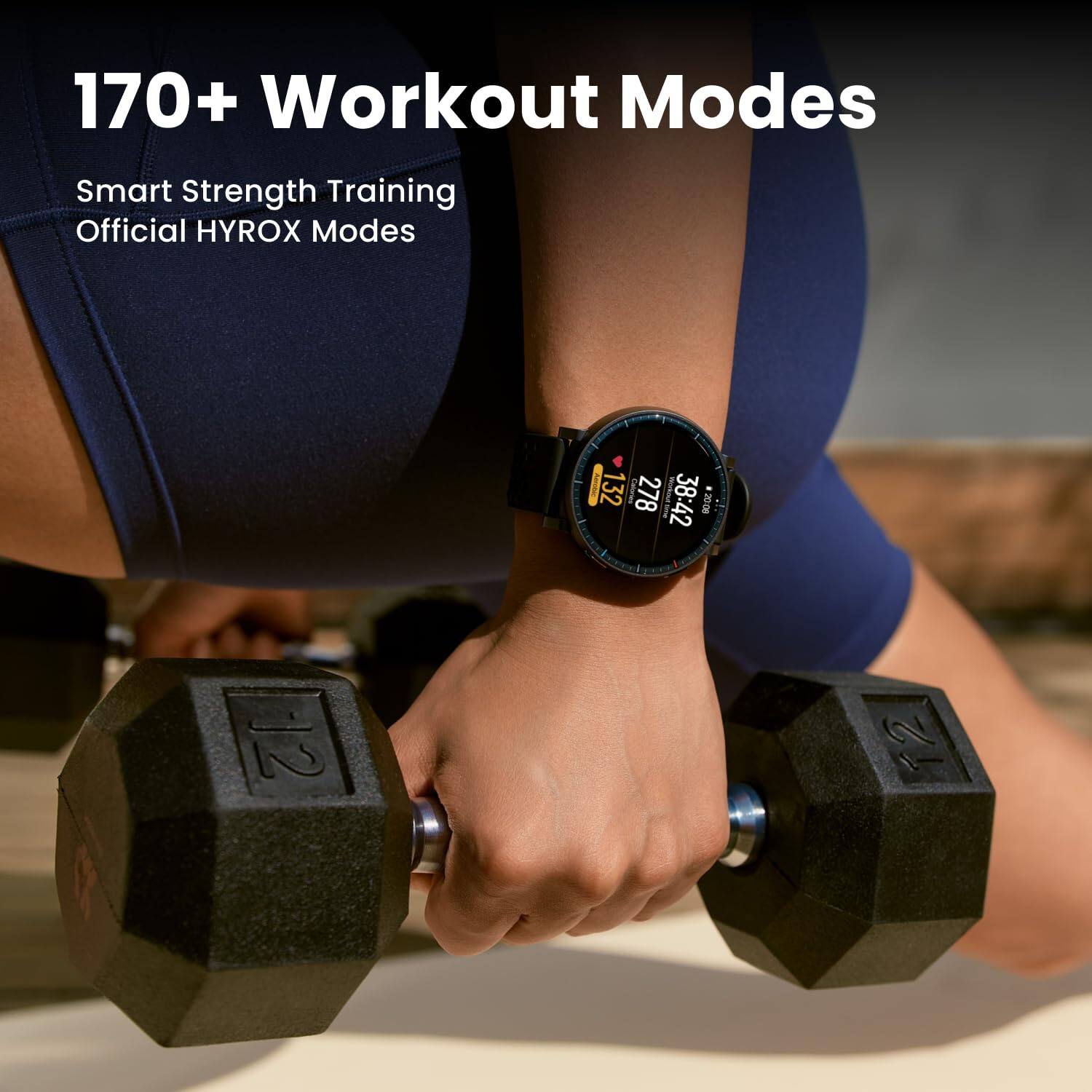 170+ Workout Modes  
Smart Strength Training  
Official HYROX Modes